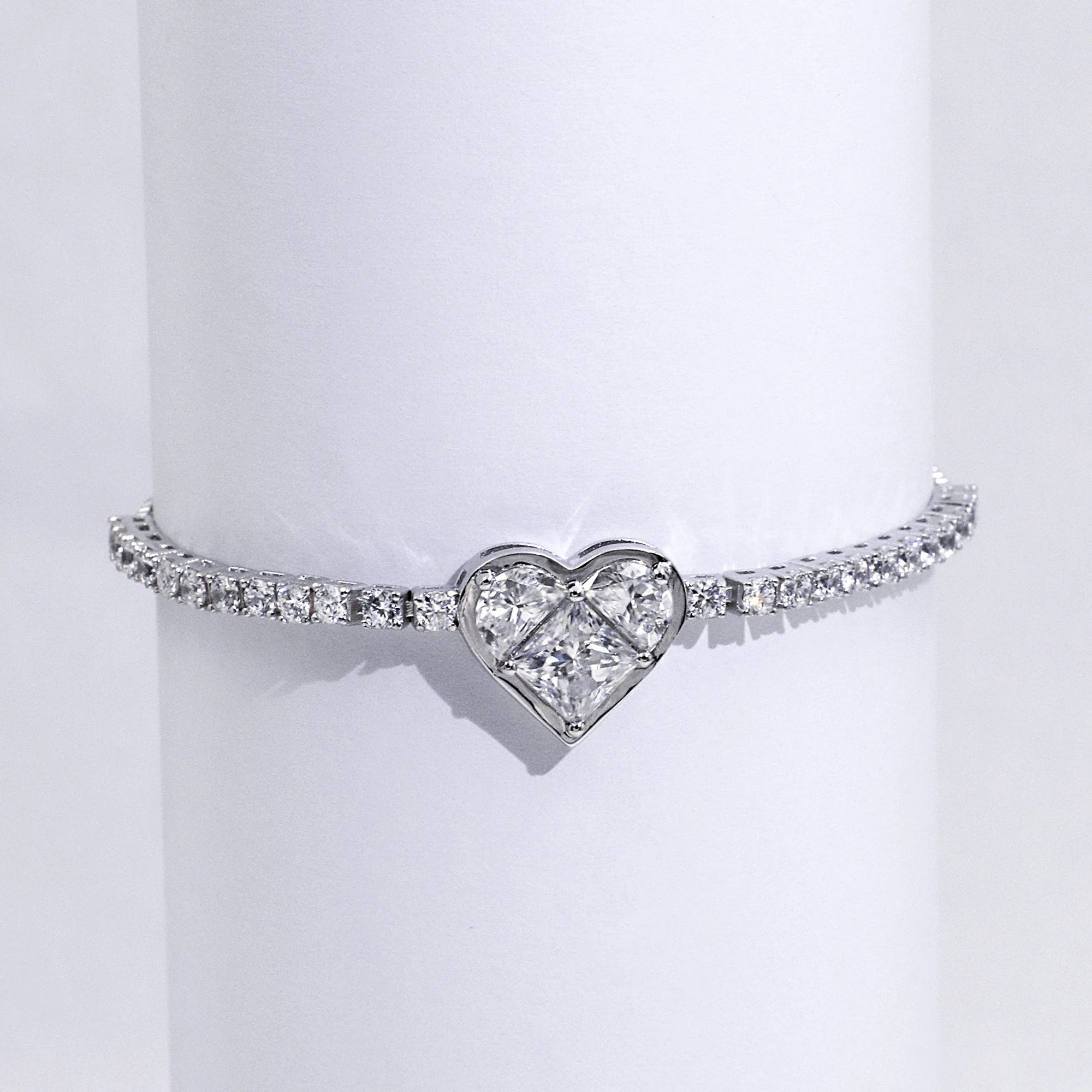Tianyu Gems Silver Tennis Bracelet Mossanite DEF VVS 6.5MM 1ct Round Moissanite 18K White Gold Plated Bracelet
