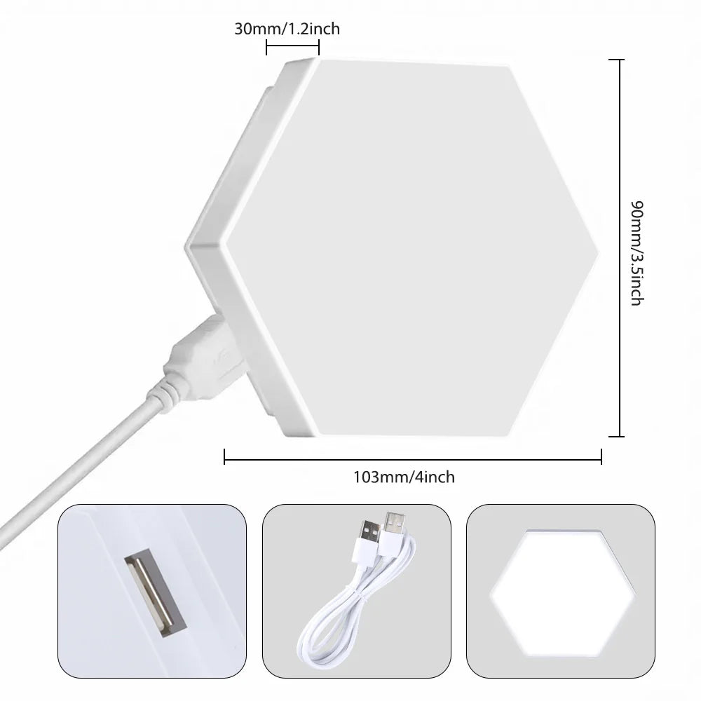 Local Inventory USA White LED Night Light Removable Hexagonal Smart Home Wall Lamp Quantum Modular Touch Hexagon Geometry