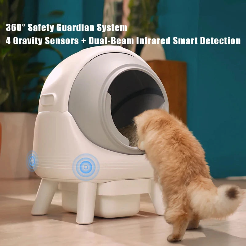 Easy Clean Anti Pinch Safety Portable Polypropylene Large Smart Automatic Self Cleaning Roller Cat Litter Box 8L Waste Tank