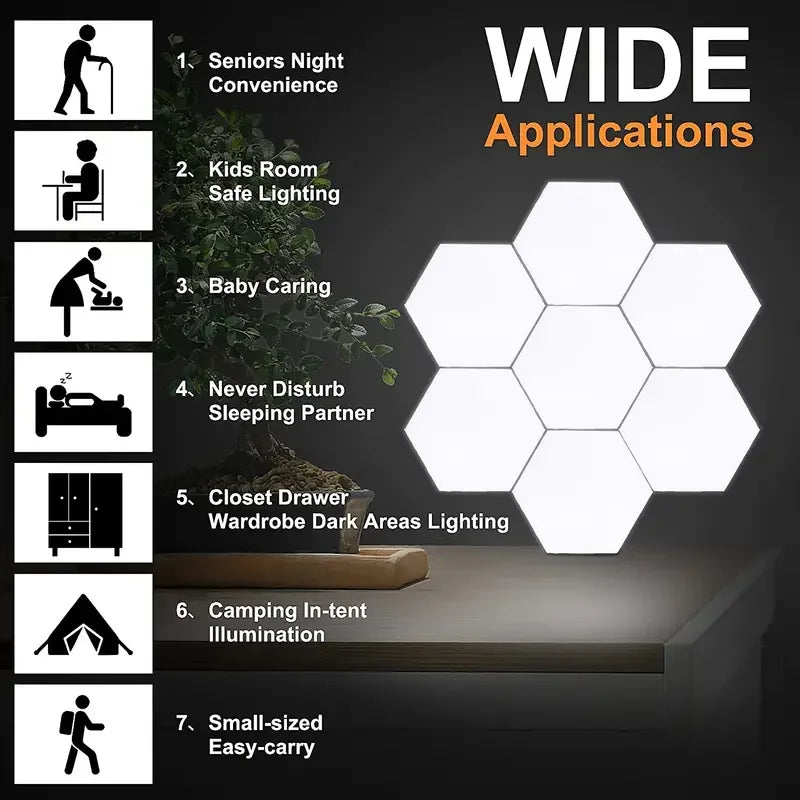 Local Inventory USA White LED Night Light Removable Hexagonal Smart Home Wall Lamp Quantum Modular Touch Hexagon Geometry