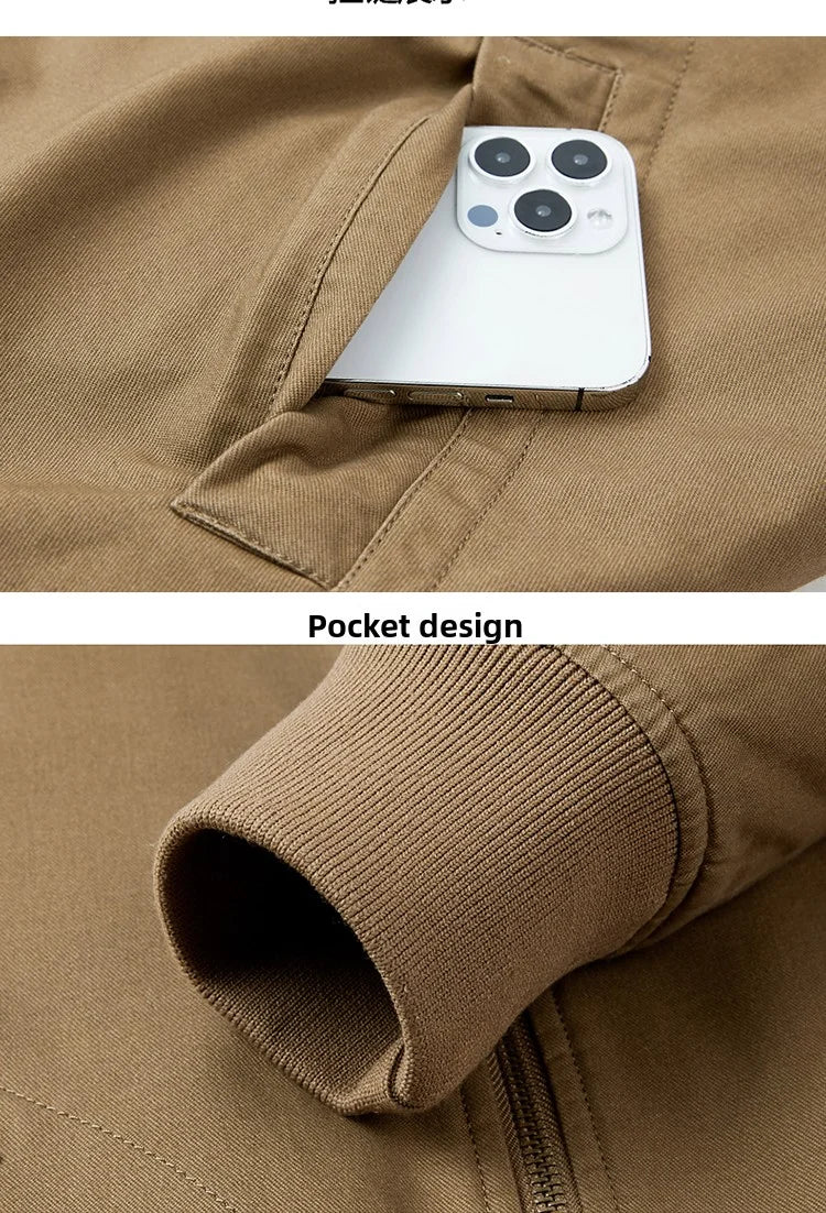 Cotton Men's Workwear Long Sleeved Pocket Shirt, Suitable for Spring and Autumn Leisure Outdoor Logging