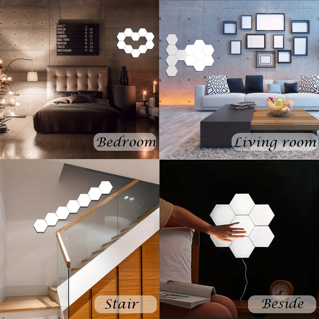 Local Inventory USA White LED Night Light Removable Hexagonal Smart Home Wall Lamp Quantum Modular Touch Hexagon Geometry