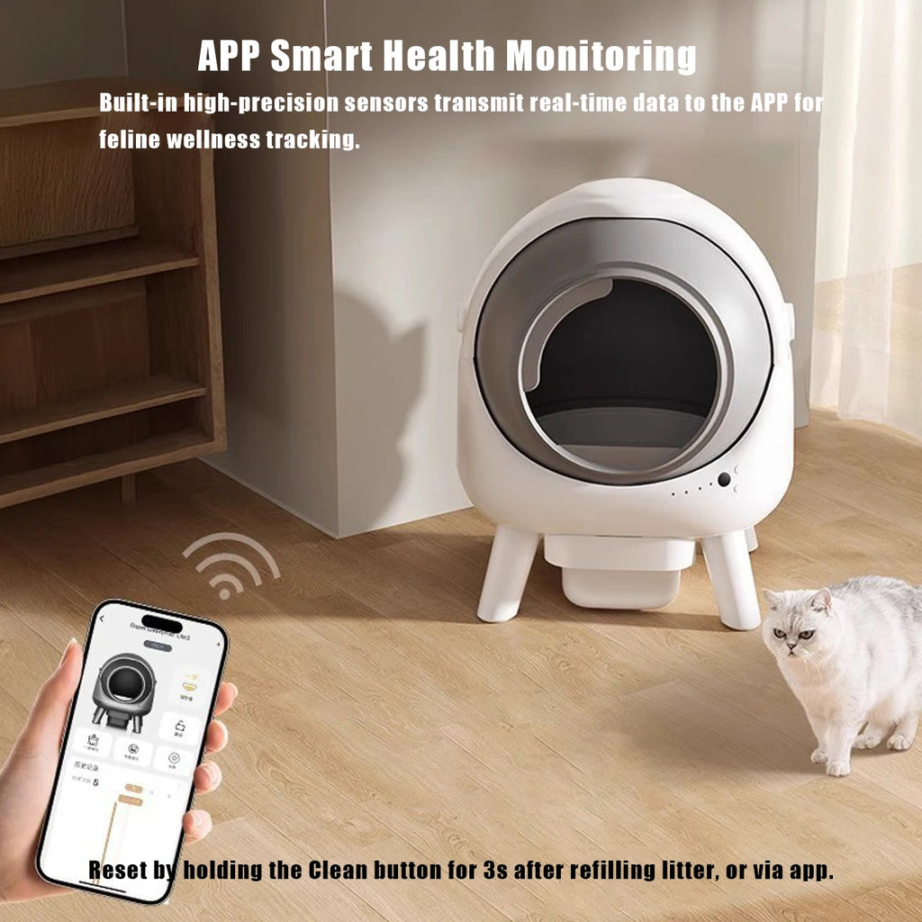 Easy Clean Anti Pinch Safety Portable Polypropylene Large Smart Automatic Self Cleaning Roller Cat Litter Box 8L Waste Tank