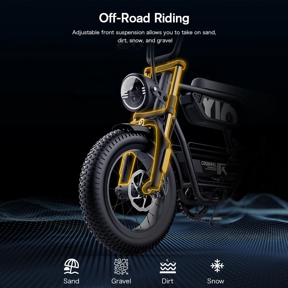 Coswheel Y16 Fatbike Original Electric Hybrid Bike Fat Tire Electric Bike European Wholesale Cheap Bike Best Seller