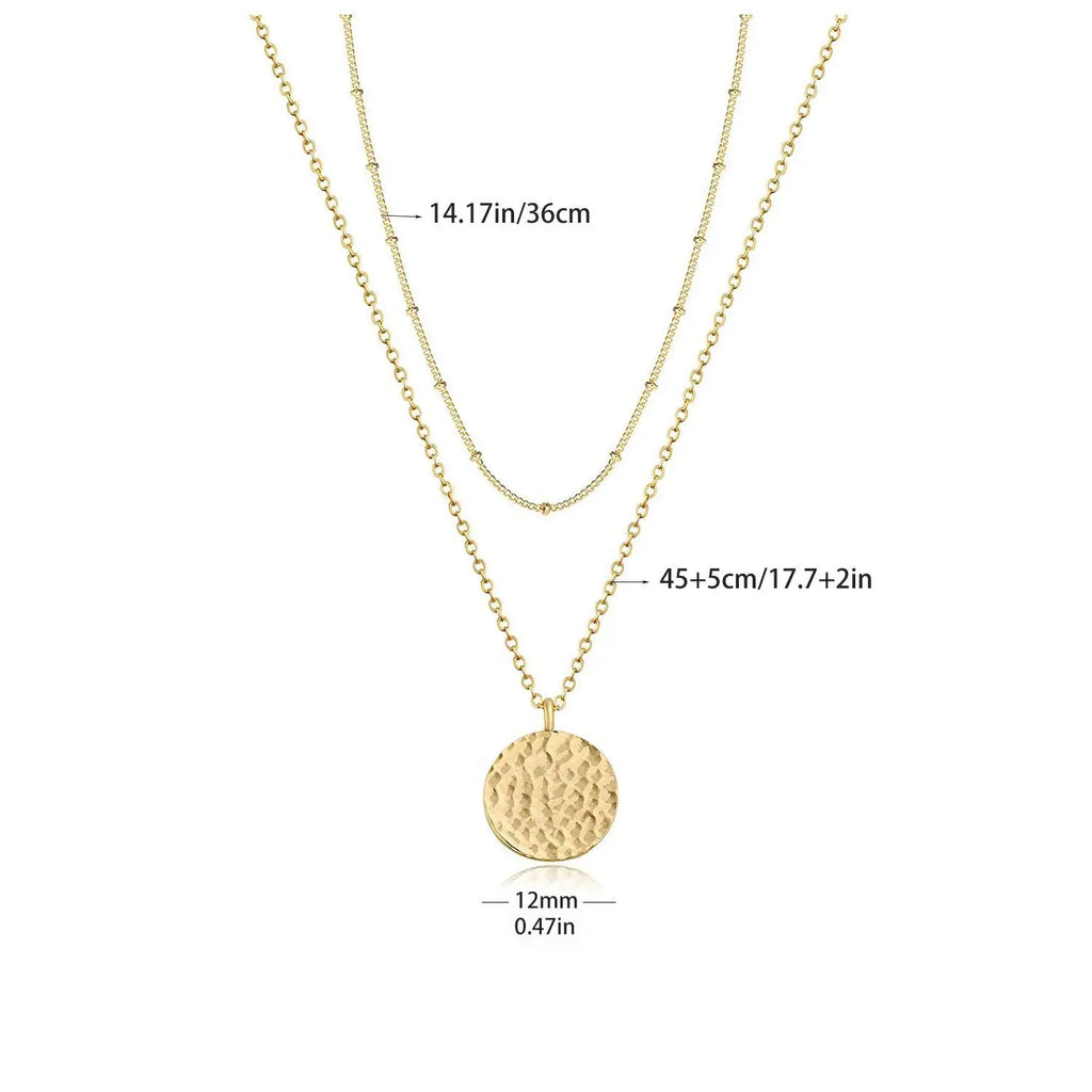 Chic Stylish Round Pendant Multi-layer Chain Necklace,for Women Daily Party Holiday Jewelry