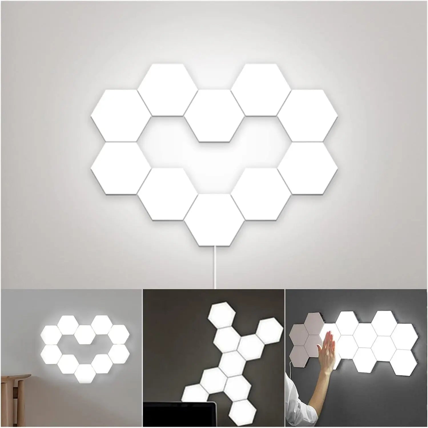 Local Inventory USA White LED Night Light Removable Hexagonal Smart Home Wall Lamp Quantum Modular Touch Hexagon Geometry