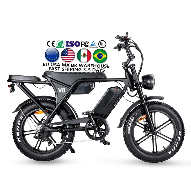 US Free Shipping Electric Bike OUXI V8 Max Double Battery Fat Tire Bike US Warehouse 1000W 48V 30Ah Battery 120KM Range Fatbike
