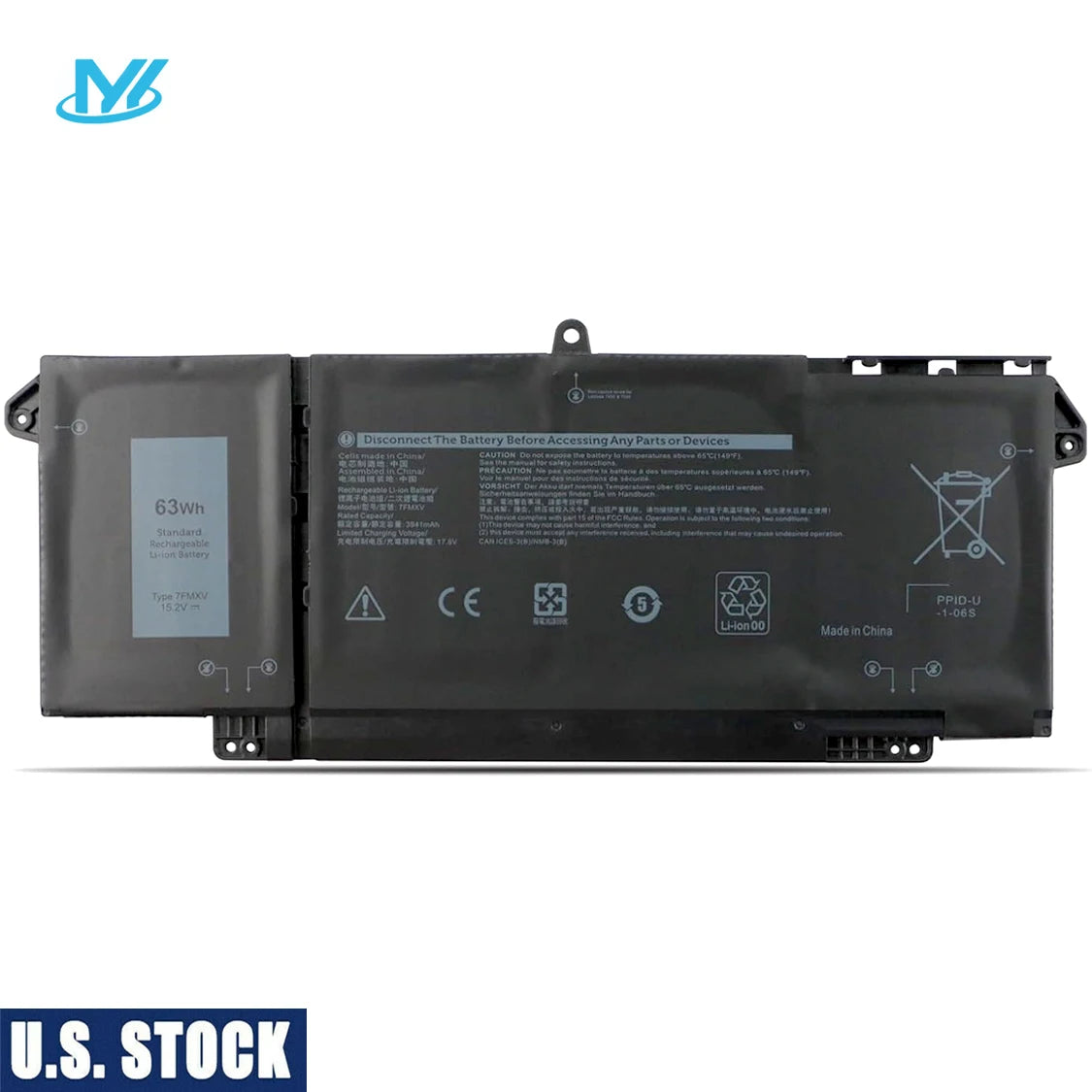 US Stock 7FMXV Laptop Battery for Dell Latitude 5320 7320 7420 7520 Latitude 5320 2-in-1/7320 2-in-1/7420 2-in-1 P133G P134G