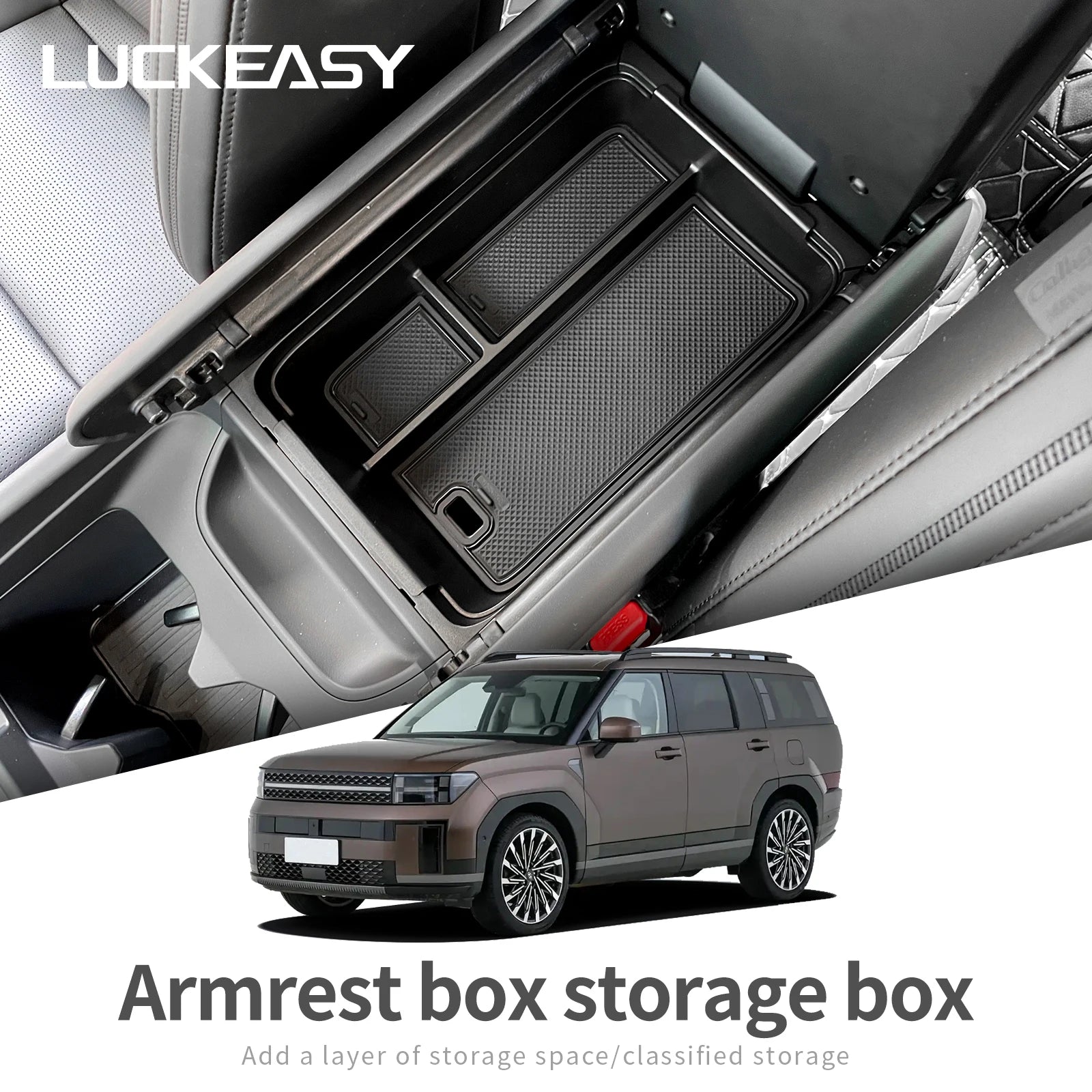for Hyundai Santa Fe 2024 2025 Car Armrest Storage Box Organizer Case Car Interior Accessories Center Console Storage Tray