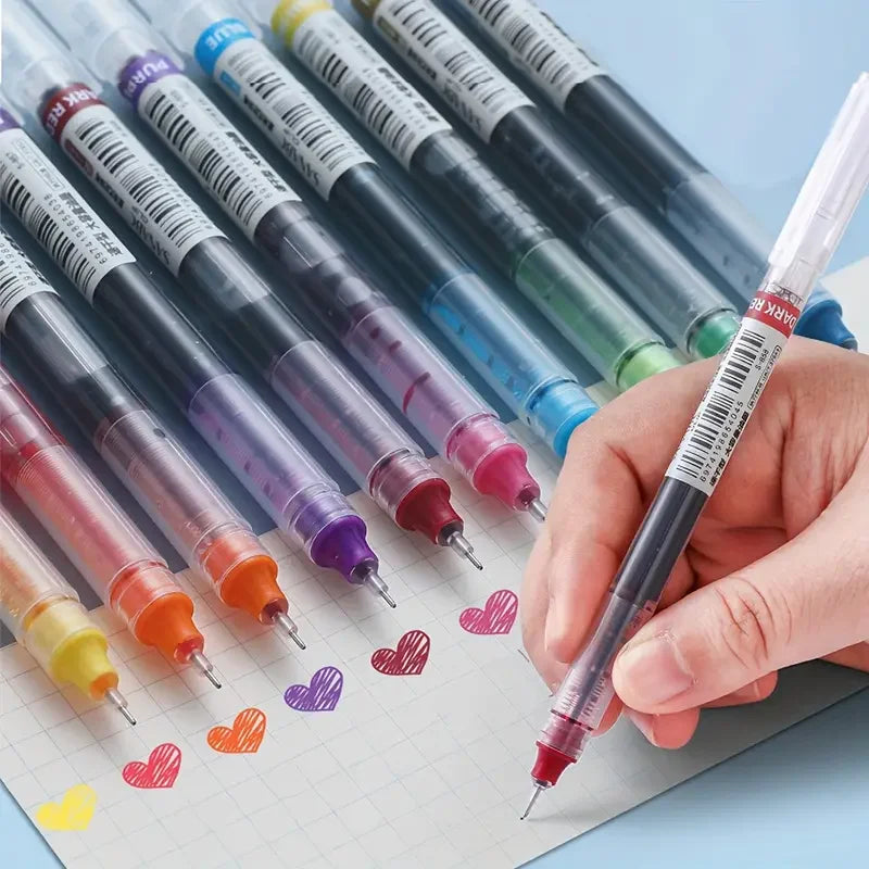 12-Pack Quick-Dry Colored Gel Ballpoint Pens - 0.5mm Needle Tip Carbon Pens - Perfect Choice for Students!