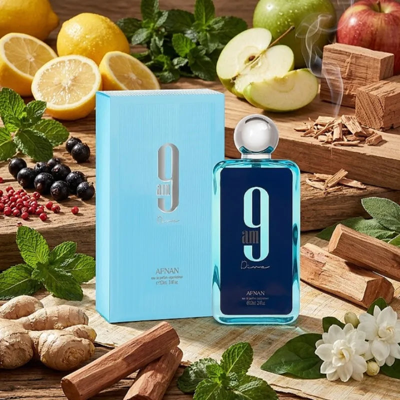 AFNAN 9PM 9AM Perfume 100ml Unisex Eau De Parfum Long Lasting Fresh Sweet Woody Aromatic Fragrance Collection Luxury Scent