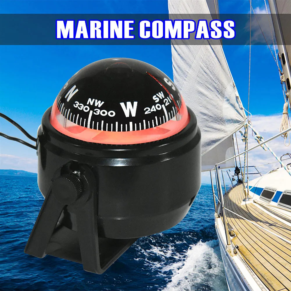 Ball Shaped Vehicle Navigation Tools Car Compass with Dial Sea Pivoting Marine Compass Sailing Sea Marine Electronic Compass