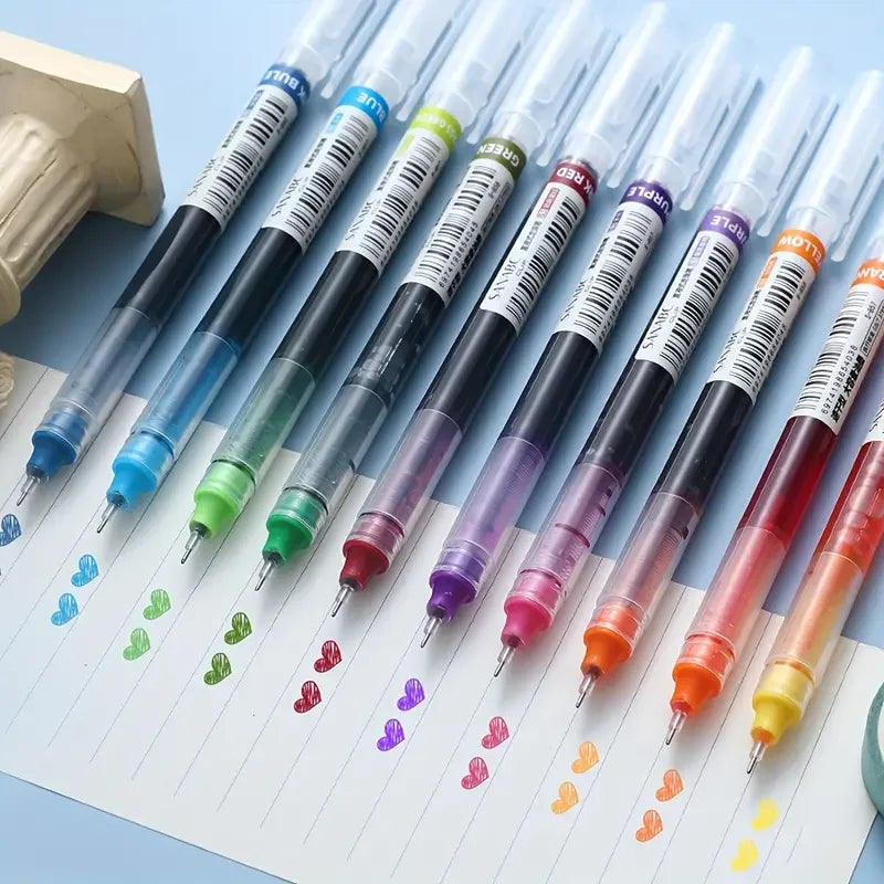 12-Pack Quick-Dry Colored Gel Ballpoint Pens - 0.5mm Needle Tip Carbon Pens - Perfect Choice for Students!