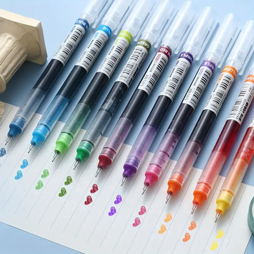 12-Pack Quick-Dry Colored Gel Ballpoint Pens - 0.5mm Needle Tip Carbon Pens - Perfect Choice for Students!