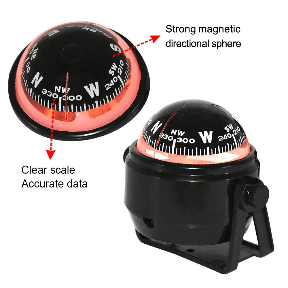 Ball Shaped Vehicle Navigation Tools Car Compass with Dial Sea Pivoting Marine Compass Sailing Sea Marine Electronic Compass