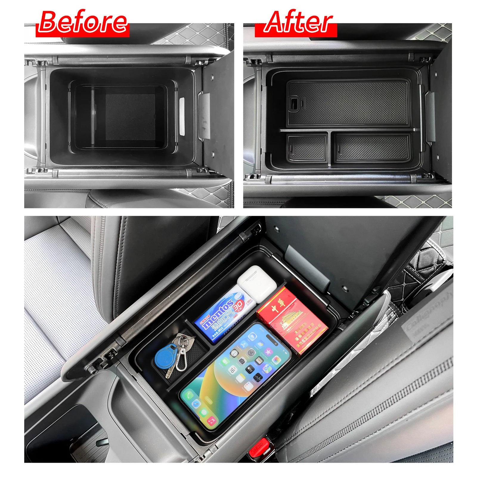 for Hyundai Santa Fe 2024 2025 Car Armrest Storage Box Organizer Case Car Interior Accessories Center Console Storage Tray
