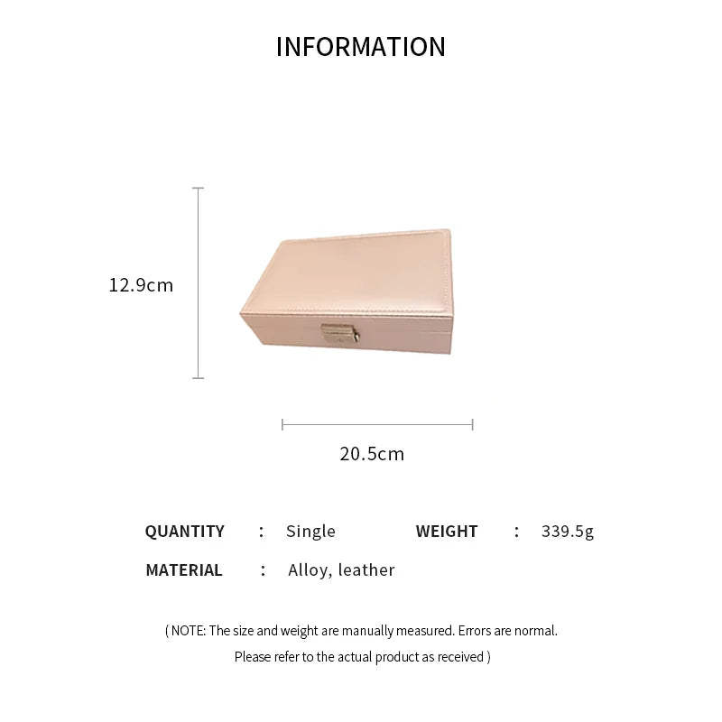 Large Square Jewelry Box Solid Color Leather Lock Boxes Earrings Necklace Bracelet Storage Display Boxes Travel Portable