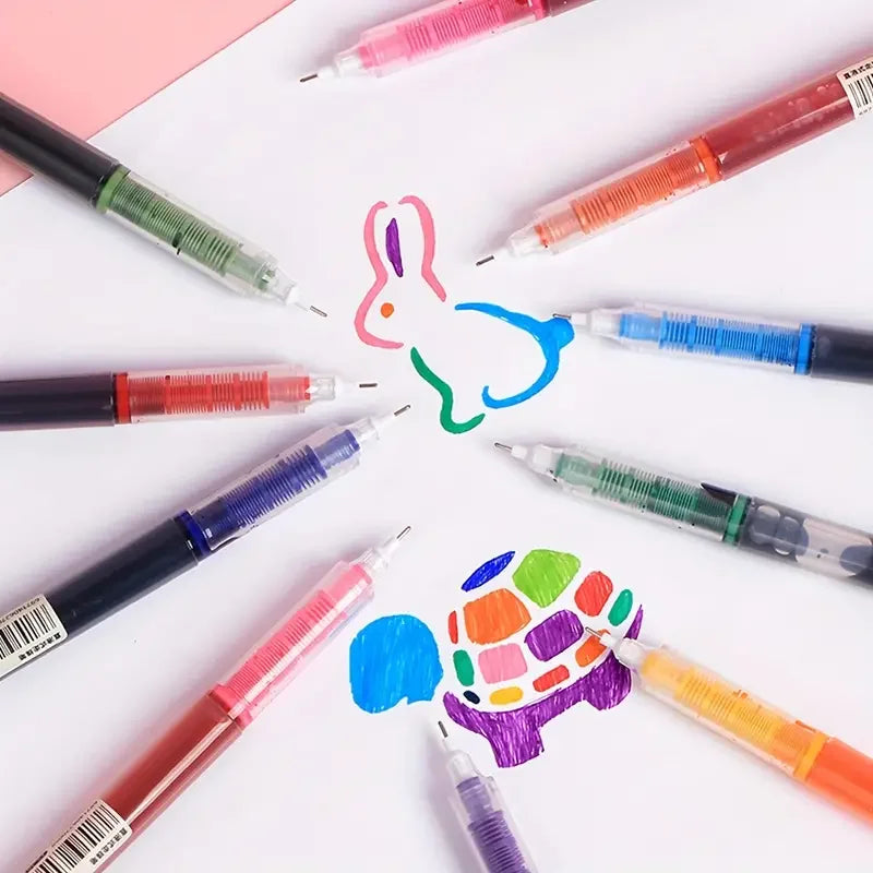 12-Pack Quick-Dry Colored Gel Ballpoint Pens - 0.5mm Needle Tip Carbon Pens - Perfect Choice for Students!