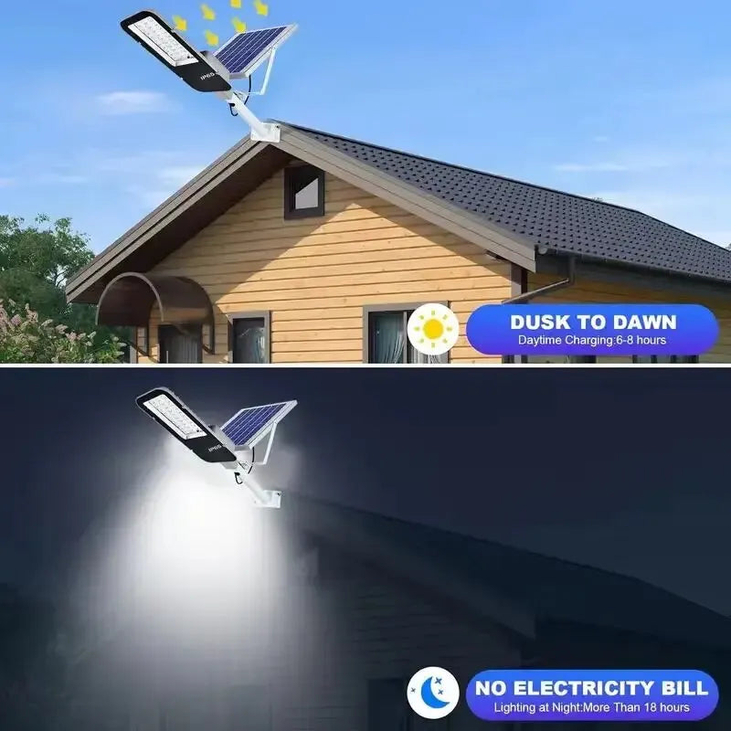 Outdoor Powerful Solar Street Light Waterproof From Dusk To Dawn Lighting Garden Garage Terrace House Remote Control Wall Lamp