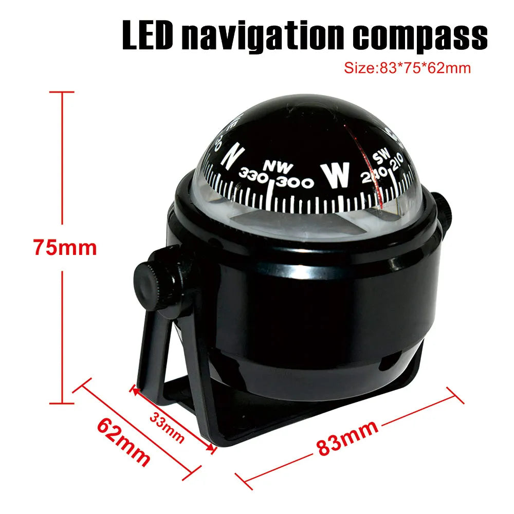 Ball Shaped Vehicle Navigation Tools Car Compass with Dial Sea Pivoting Marine Compass Sailing Sea Marine Electronic Compass